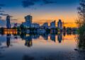 austria, nature, come, sunset, city, architecture, building, panorama, tourism, wien, the water, danube, europe